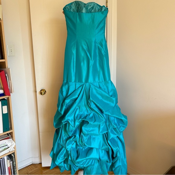 Deep Turquoise Taffeta Mermaid Prom Dress - Picture 3 of 8